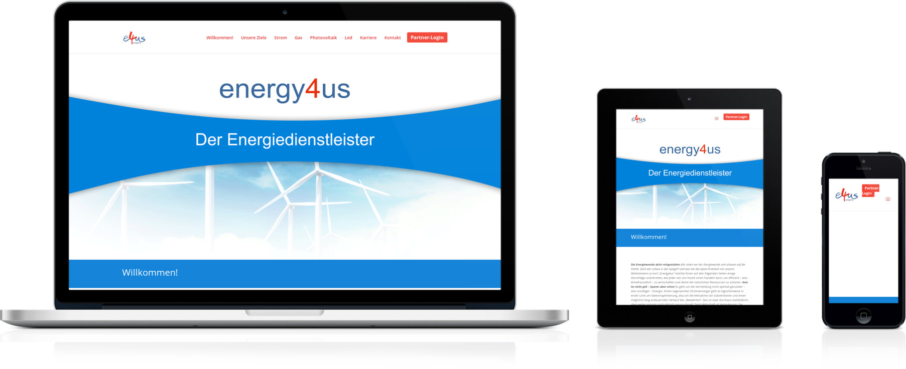 Energy4us.de geöffnet auf Desktop, Smartphone und Tablet