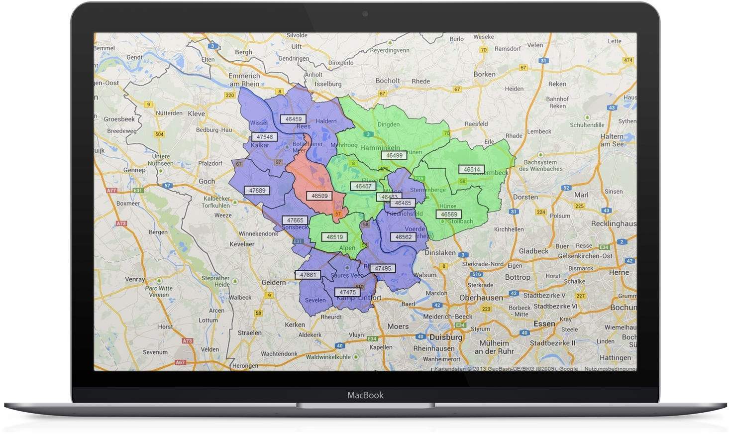 Google Maps® PLZ Suche Ausschnitt Google Maps® PLZ Suche Ausschnitt