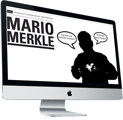 Internetseite von Mario Merkle (Mariomerkle.ch) , geöffnet auf einem iMac